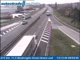 Obraz podglądu z kamery internetowej Bentivoglio - Traffic A13 - KM 11,5